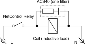 Installation of ACS40 over inductive load (close to load terminals)